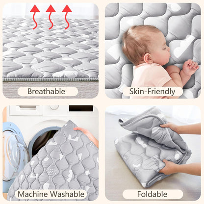 Baby Play Mat, 50x50 Playpen Mat with Super Soft Touch, Activity Mats with Upgraded Anti-Slip Bottom, Machine Washable Crawling Mats for Floor & Picnic (Animal Alphabets)
