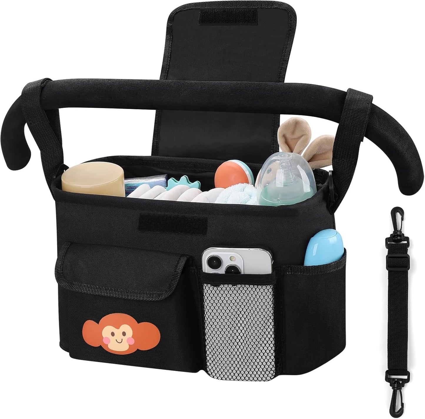 Accmor Universal Stroller Organizer with Cup Holder and Shoulder Strap, Stroller Bag Caddy Organizer Fits for Uppababy, Baby Jogger, Britax Strollers