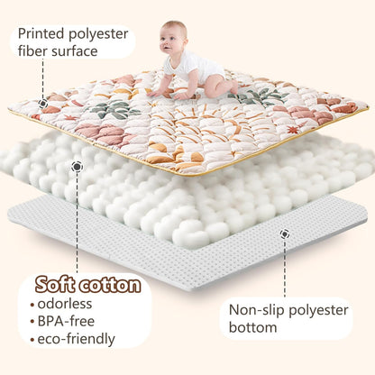 Baby Play Mat, 50x50 Playpen Mat with Super Soft Touch, Activity Mats with Upgraded Anti-Slip Bottom, Machine Washable Crawling Mats for Floor & Picnic (Animal Alphabets)
