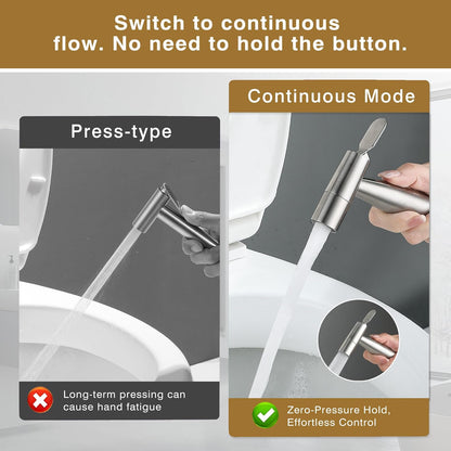 Bidet Toilet Sprayer Head Stainless Steel Handheld Sprayer for Feminine Wash, Cloth Diaper, Bathroom, Kitchen and Toilet Cleaning 4 Functions Brushed Nickel