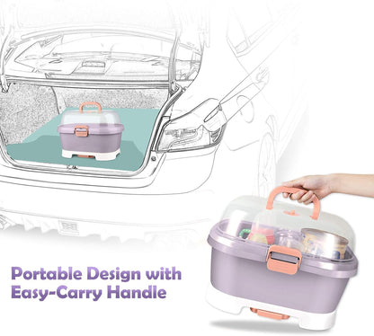 NiHome Portable Baby Bottle Drying Rack with Anti-Dust Lid, Cutlery Organizer and Drain Board - Easy-Carry Handle for Home, Kitchen, Travel and Outdoors (Pink)