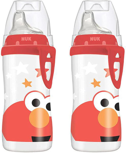 NUK Active Sippy Cup, 10 oz, 2 Pack, Disney's Cars, Lightning McQueen, BPA-Free, Spill-Proof, Transition Cup