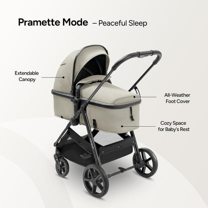 Mompush Baby Stroller, Convertible 2-in-1 with Bassinet Option, Infant Car Seat Compatible, Includes Adapter - Sturdy Full-Size Infant Stroller for Family Adventures