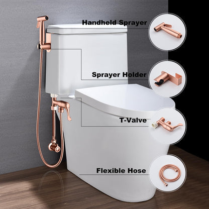 Bidet Sprayer for Toilet & Cloth Diaper Changing - Handheld, Adjustable Pressure Rose Gold