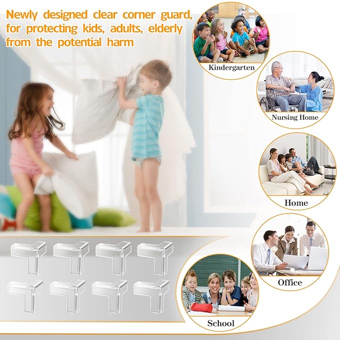 14 Pack Clear Corner Protectors, T-Shaped Table Edge Guards, Baby Safety Bumpers, Furniture & Sharp Corner Proofing Covers