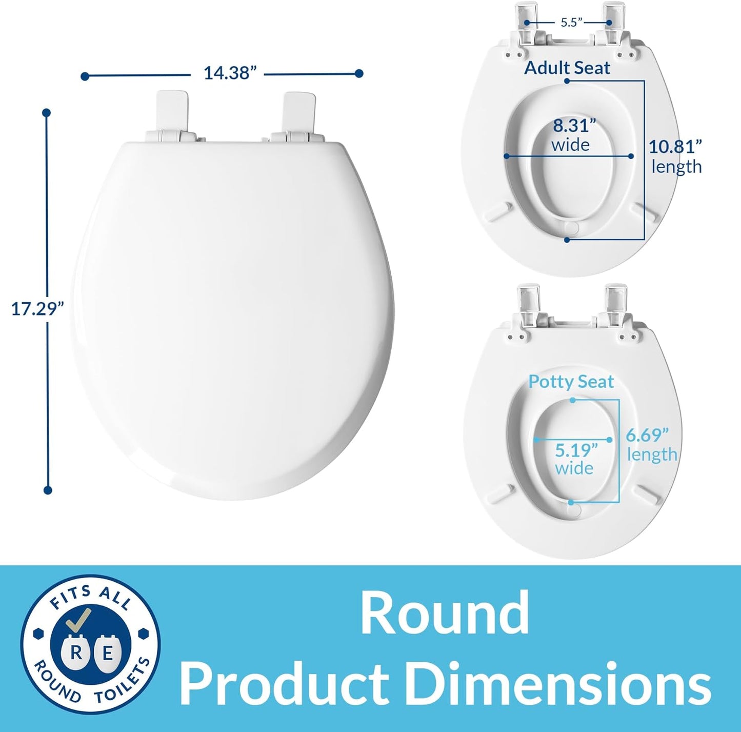 Mayfair NextStep2 Toilet Seat with Built-In Toddler Potty Training Seat, Slow Close, Easy Clean, Magnetic Removable Kids Seat, ELONGATED, Bone