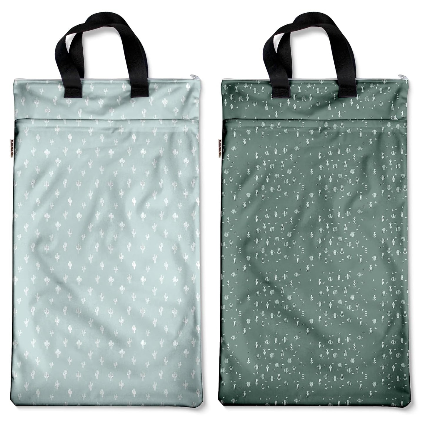 Mama Koala Reusable Hanging Wet Dry Bags for Baby Items, Cloth Diapers, Swimsuits, Travel, Gym Clothes, Beach, Pump Parts, Toiletries, Two Zippered Pockets, 2 Pack (W004L)
