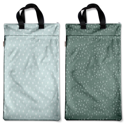 Mama Koala Reusable Hanging Wet Dry Bags for Baby Items, Cloth Diapers, Swimsuits, Travel, Gym Clothes, Beach, Pump Parts, Toiletries, Two Zippered Pockets, 2 Pack (W004L)