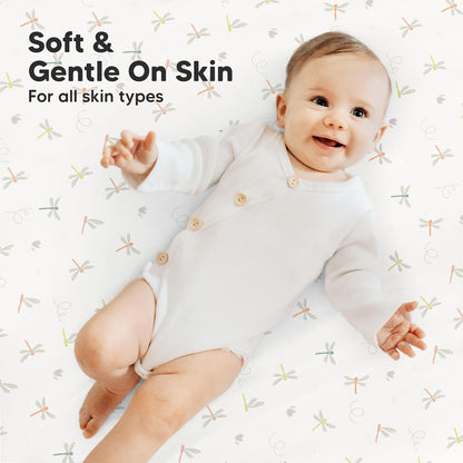 2-Pack Mini Crib Sheets Fitted - 38x26 Pack N Play Sheets for Pack and Play Mattress, Organic Cotton, Soft & Breathable Playard Bedding, Neutral Mini Toddler Bed Cover for Boys, Girls (Dragon Tale)