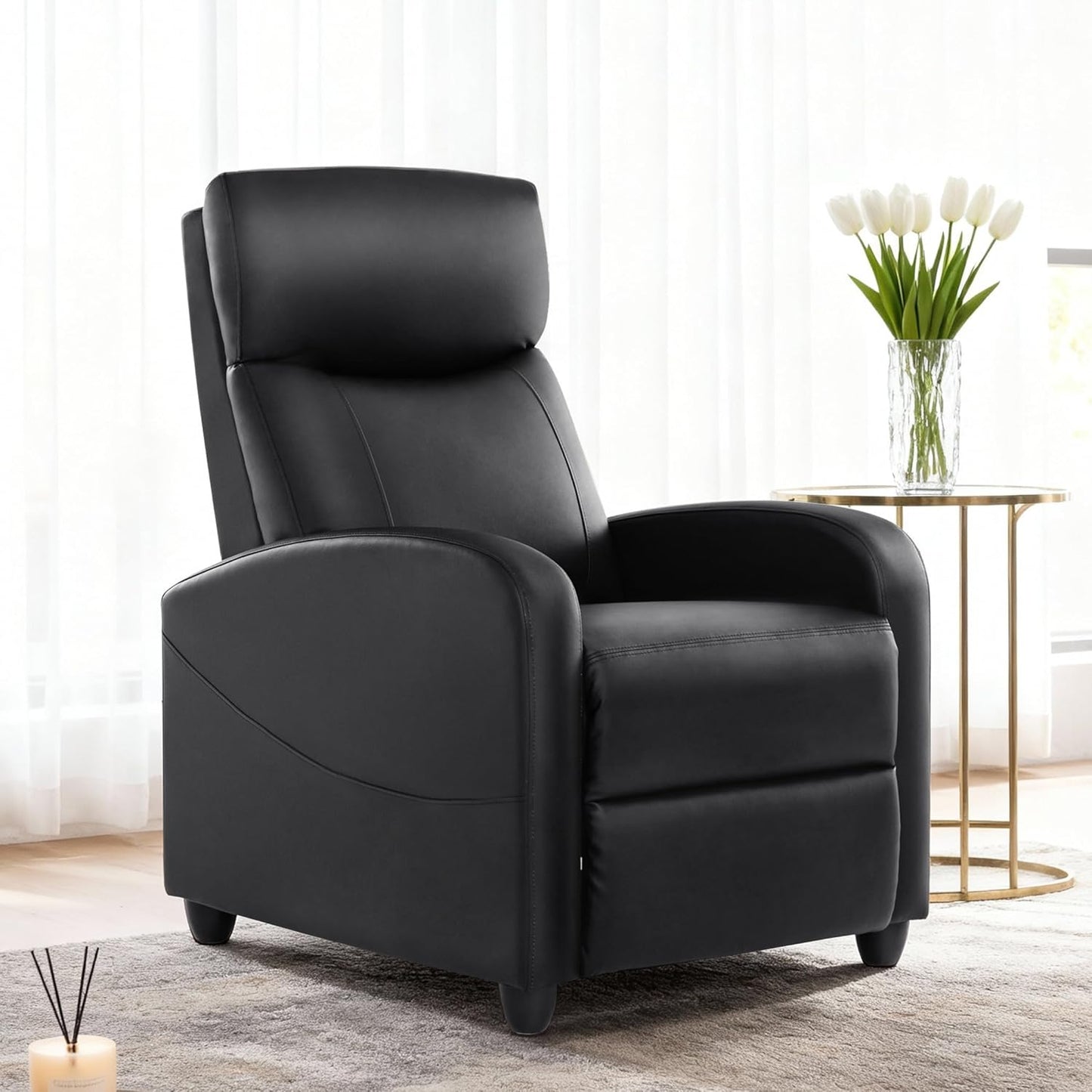 Sweetcrispy Recliner Chair, 360 Swivel Rocker Chair for Adults, Glider Rocker Recliners, Nursery Chairs for Living Room, High Back, Upholstered Deep Seat, Classical Brown
