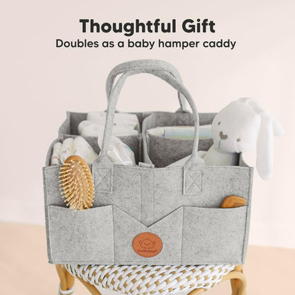 KeaBabies Baby Diaper Caddy Organizer with Handle - Portable Baby Car Organizers and Storage for Nursery, Changing Table, Large Shower Gift Basket for New Mom Gifts & Boy Girl Registry (Mystic Gray)