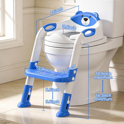 Potty Training Seat, SKYROKU Upgrade Toddler Toilet Seat for Kids Boys Girls, 2 in 1 Potty Training Toilet, Splash Guard Anti-Slip Pad Step Stool,New Sector-Shape Stabilized Base (8899+Grey)