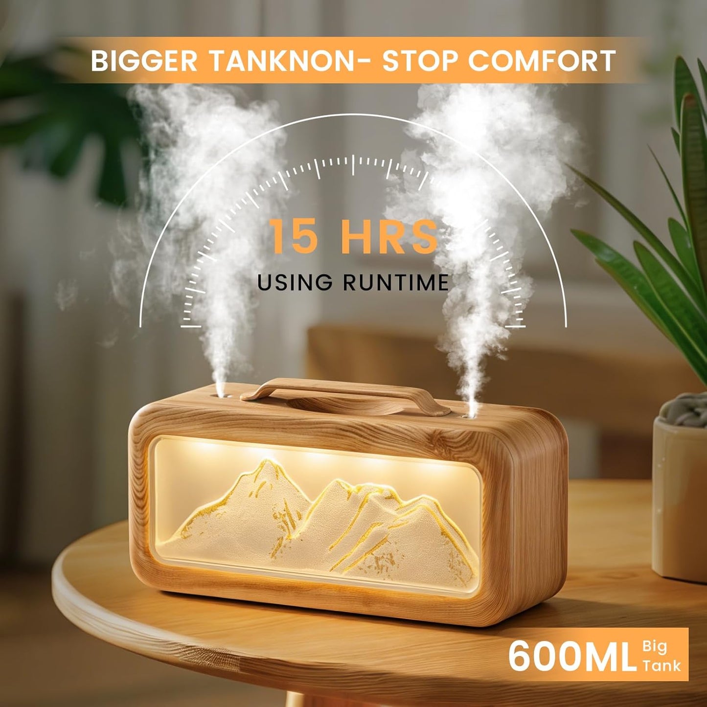 HEEYCEM Small Humidifiers for Bedroom, 600ml Cool Mist Top Fill Humidifier for Baby Nursery, Ultra Quiet 23dB, Air Humidifier with Night Light,for Plants,Home, Office (Black)