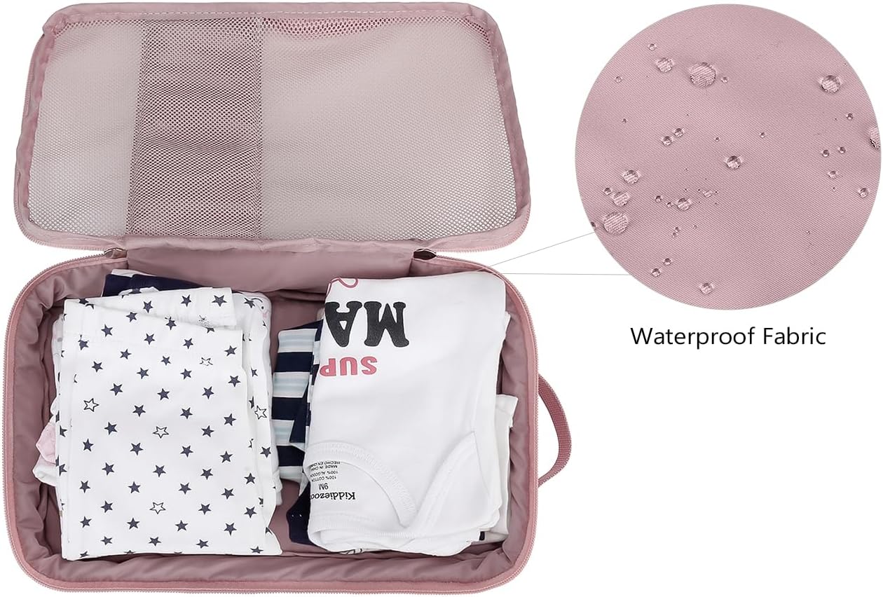 MOMIGO Baby Diaper Bag Organizer Pouches - 2 Pack Waterproof Pod Hanging Diaper Bag Cute Bear Mesh Bag Reusable, Washable or Baby Cloth Diapers