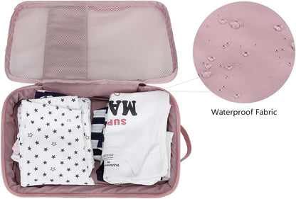 MOMIGO Baby Diaper Bag Organizer Pouches - 2 Pack Waterproof Pod Hanging Diaper Bag Cute Bear Mesh Bag Reusable, Washable or Baby Cloth Diapers