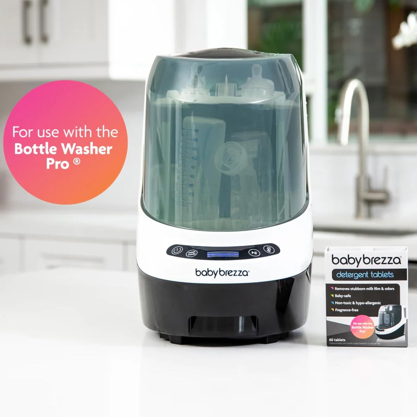 Baby Brezza Baby Bottle Washer Pro - Clinically Proven Better Cleaning - Washer, Sterilizer + Dryer In One Appliance for Essentials like Bottles + Pump Parts – Machine Replaces Brushes + Racks