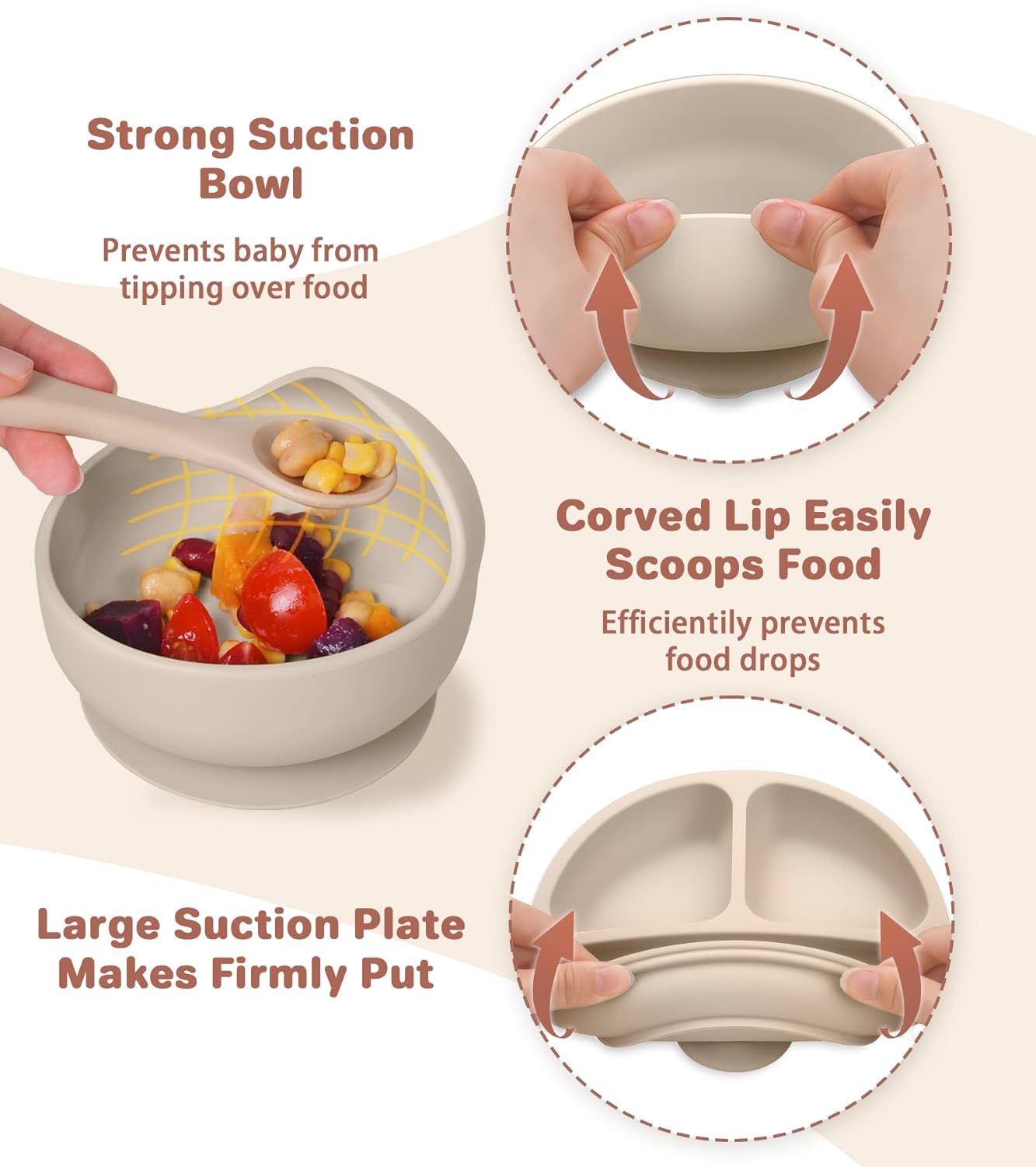 Silicone Baby Feeding Set, 10 Pcs Baby Led Weaning Supplies Baby Eating Essentials Set with Suction Bowl Divided Plate Adjustable Bib Soft Spoon Fork Cup with Lid Drinking Cup, Travel Bag (Blue)