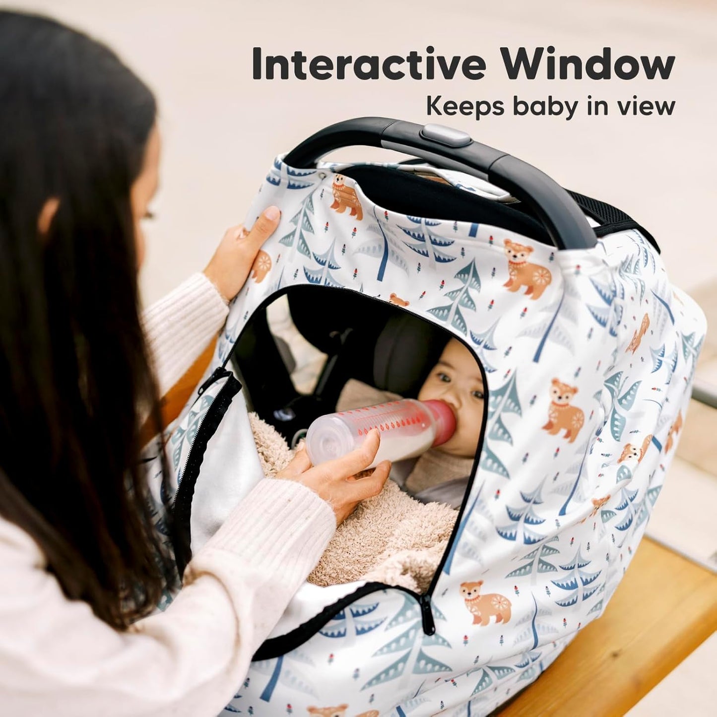 KeaBabies Winter Car Seat Cover Baby, Newborn - Universal Fit Infant Carseat Covers Baby Girl, Boy, Breathable, Lightweight Blanket, Easy to Use Stroller Canopy, Rain, Wind, Sun Shade (Laurel)