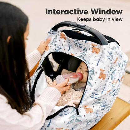 KeaBabies Winter Car Seat Cover Baby, Newborn - Universal Fit Infant Carseat Covers Baby Girl, Boy, Breathable, Lightweight Blanket, Easy to Use Stroller Canopy, Rain, Wind, Sun Shade (Laurel)
