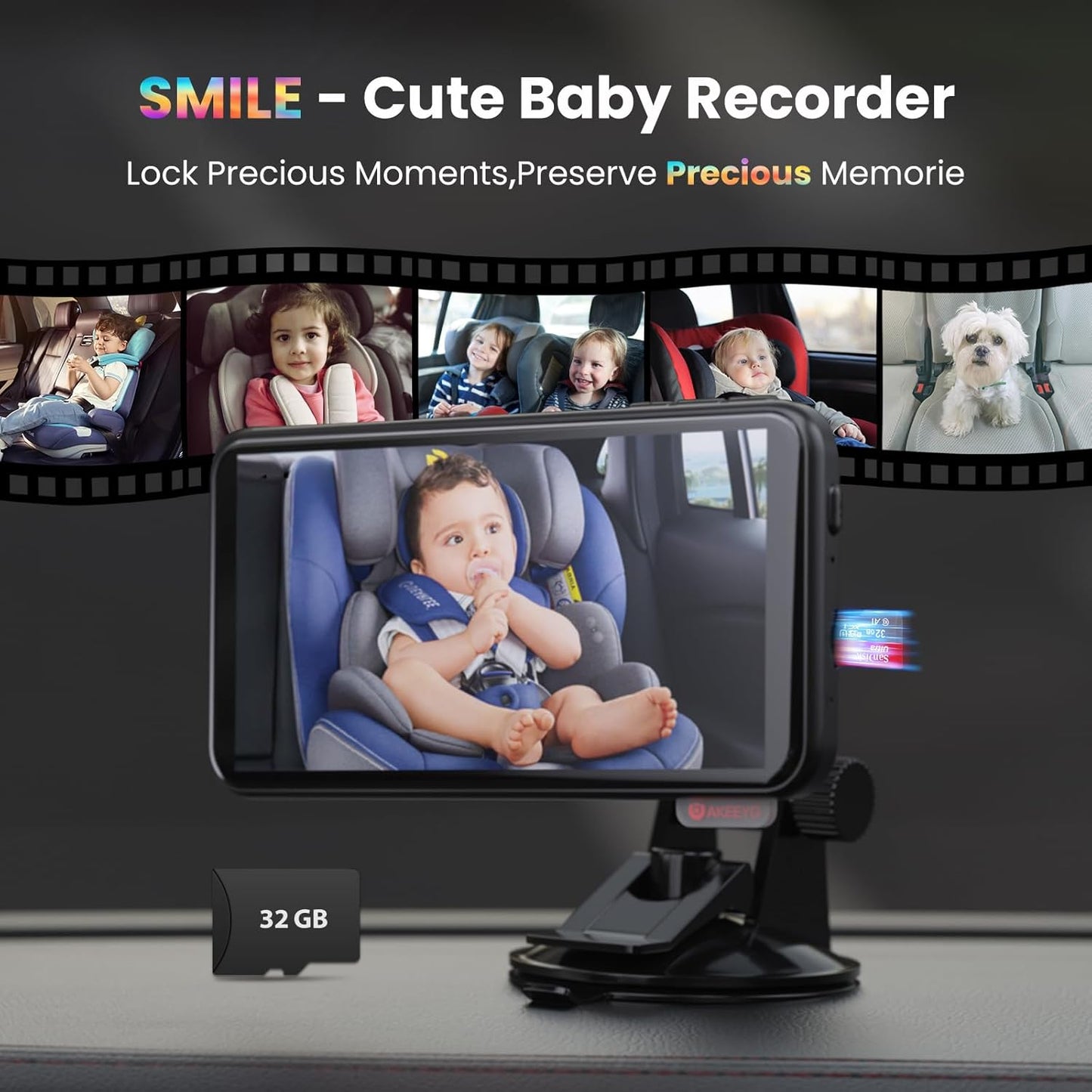 [New Voice Control] AKEEYO Baby Car Camera, 5.5'' 1080P HD Car Baby Monitor for Backseat with Wired Stability, Superior Night Vision, 4X Zoom, Exit Reminder, Safe Driving Essential for Infants