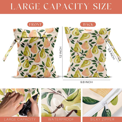 4 Pack Cute Fruit Wet Bag Waterproof Washable Reusable Wet Dry Bag for Swimsuit Dirty Clothes Cloth Diaper Travel Beach Pool Yoga Gym Toiletries Travel Beach Essentials Watermelon Avocado Banana