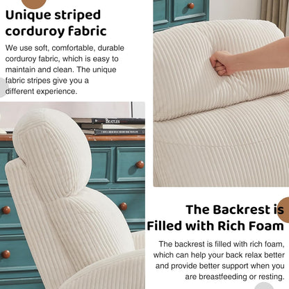 Nursery Glider Recliner, Power Swivel Rocking Recliner with USB & Type-C Port, Swivel Nursering Reclining Rocker with Double Pockets for Living Room, Camel Chenille