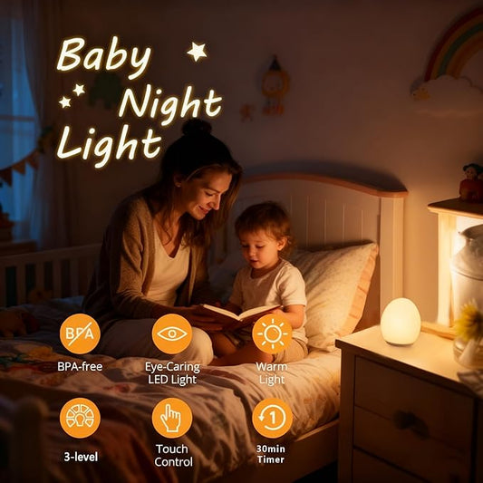 Night Light for Kids,Egg Night Light for Baby Nursery, 7 Colors Changing &30-Min Timer Portable Nursery Night Lamp forBaby Nursery & Kids Bedroom,DIY Hand-Painted Custom Lamp