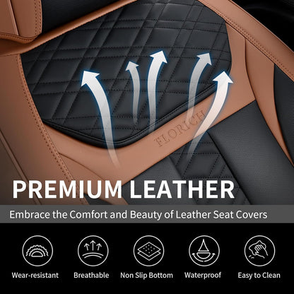 FLORICH Car Seat Covers Full Set, Automotive Seat Covers, Black Car Seat Cover, Waterproof Seat Protectors Universal fit for Car Truck Van SUV - Black