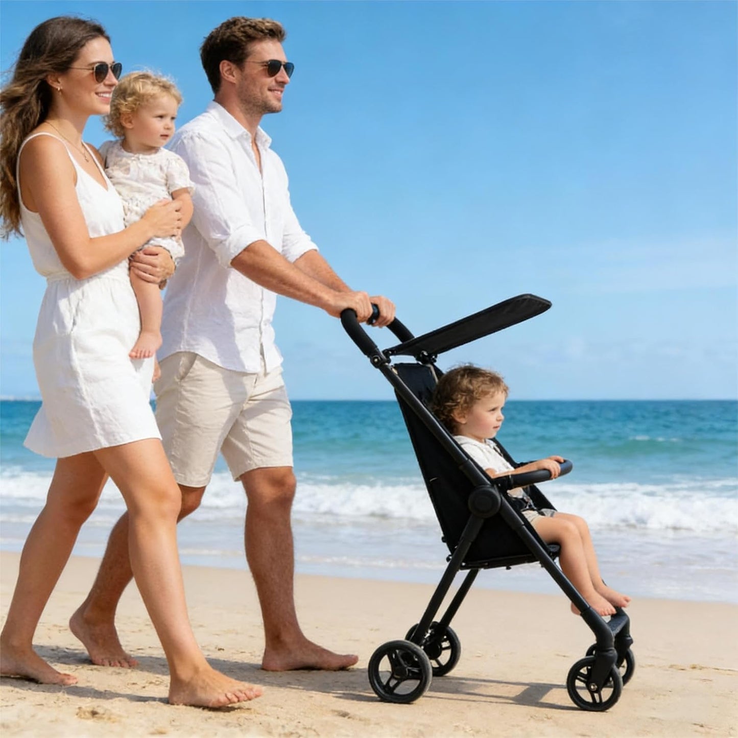 Lightweight Travel Baby Stroller, Compact Foldable Baby Stroller with Sun Visor, Convenience Airplane Strollers, Ultra-Compact One-Hand Foldable Stroller, Baby Airplane Travel Essentials (Grey)