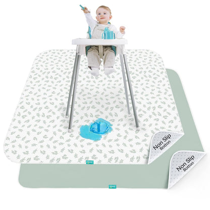 Splat Mat 2 Pack for Under High Chair & Arts & Crafts & Eating Mess, Waterproof 42''×46'' Baby Playtime Anti-Slip High Chair Mat for Floor or Table, Reusable & Portable Splash Mat