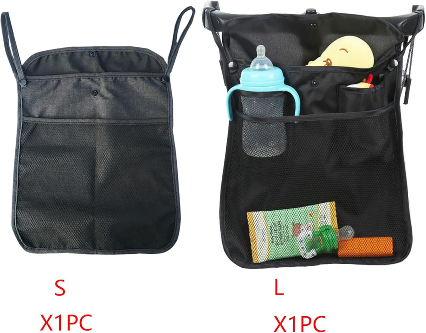 Baby Stroller Organizer,Black,Umbrella stroller organizer,Extra pockets to store snacks/wipes items,Holds water bottles, toddler sweat shirt etc (Black)