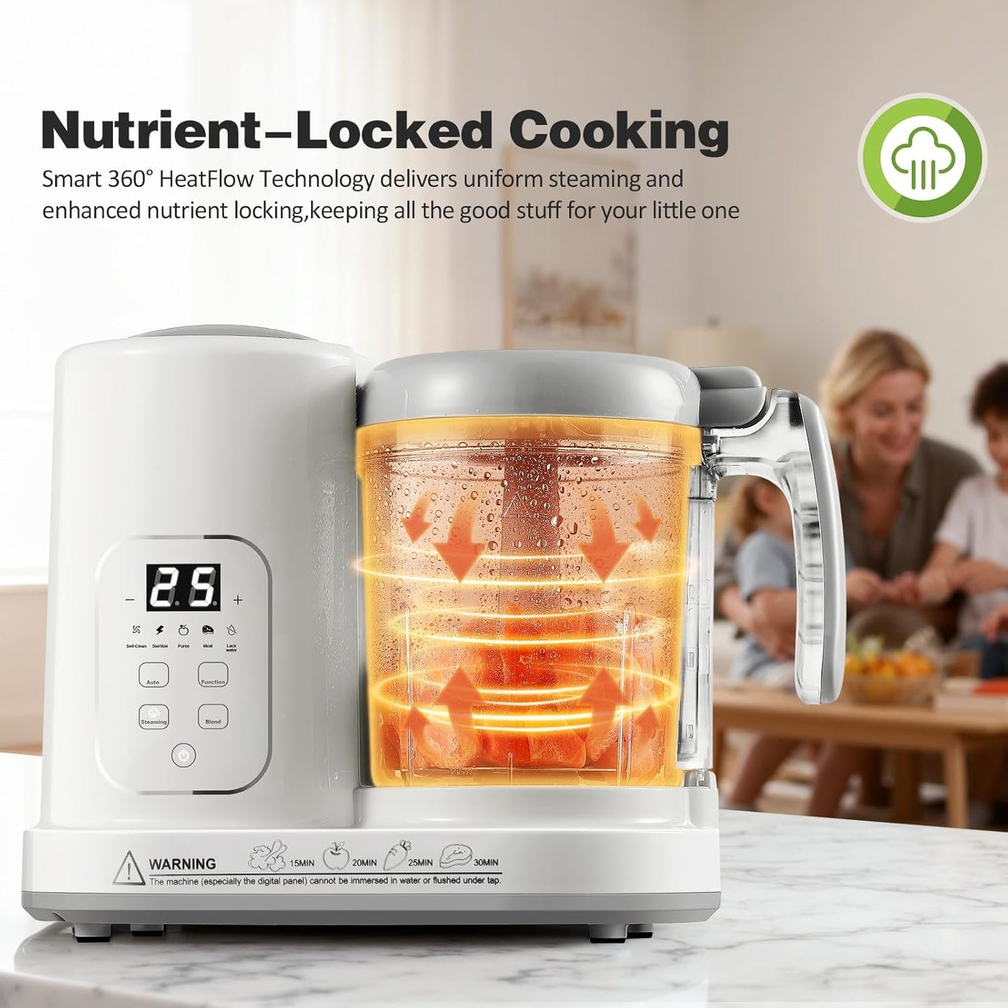 Baby Food Maker Pro Steamer Blender: 4 in 1 Auto Steam Blend and Puree Maker with Self-Clean for Healthy Baby and Toddler Meal Prep - BPA-Free White+Green