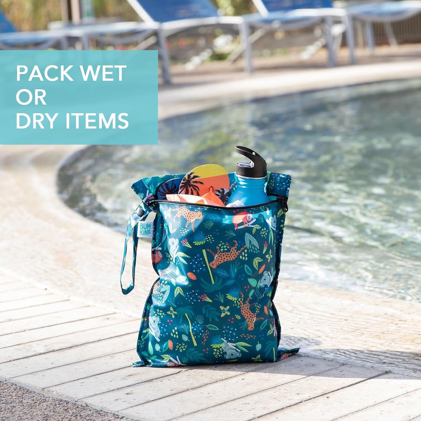 Bumkins Disney Waterproof Wet Bag for Baby, Travel, Swim Suit, Cloth Diapers, Pump Parts, Pool, Gym Clothes, Toiletry, Strap to Stroller, Daycare, Zip Reusable Bag, Packing Pouch, Winnie the Pooh