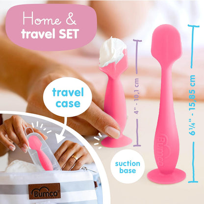 Baby Bum Brush - BPA-Free Diaper Cream Spatula with Suction Cup Base, Soft & Flexible Silicone, Wipe-Clean, Mom-Invented Diaper Bag Essentials