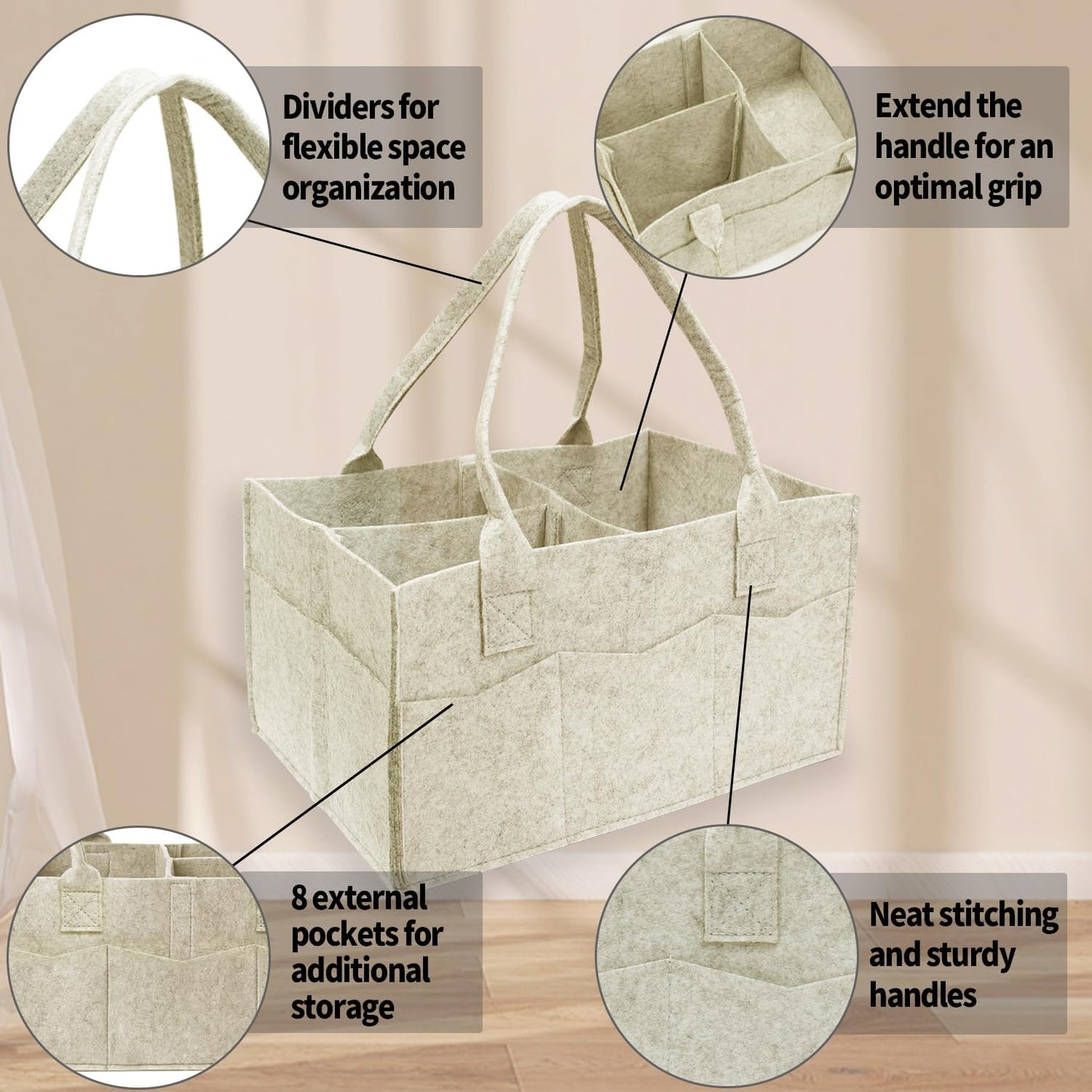 2 Pack Diaper Caddy Organizer, Portable Baby Caddy Organizer with Handle, Collapsible Nursery Storage Bin and Gift Baskets for Girls and Boys - Newborn Essentials, Baby Shower Gifts (Green)
