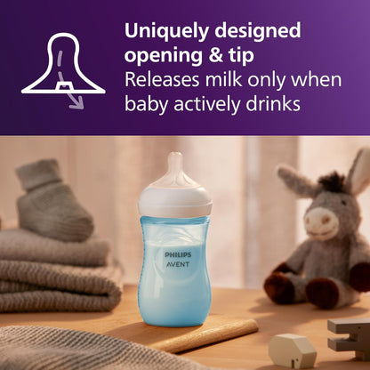 Philips AVENT Natural Baby Bottle with Natural Response Nipple, Blue, 9oz, 3pk, SCY903/23