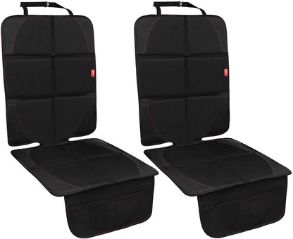 MORROLS Car Seat Protector, 2 Pack Carseat Protector with Thick Padding, Baby/Pets for Child Car Seat-Mesh Pockets-Waterproof-Universal Size(Black)
