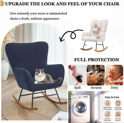 Levoberg Nursery Rocking Chair Cover Stretch Rocker Glider Chairs Cover Slipcovers Jacquard Rocking Accent Chair Cover Recliner Armchair Slipcover for Nursery Living Room Bedroom Office Black