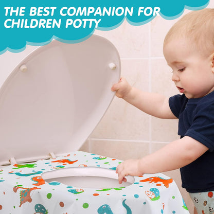 50 Packs Disposable Toilet Seat Covers Extra Large Individually Wrapped for Kids and Adults, Portable Non Slip Waterproof Potty Seat Covers for Toddlers Potty Training, Travel (Rainbow)