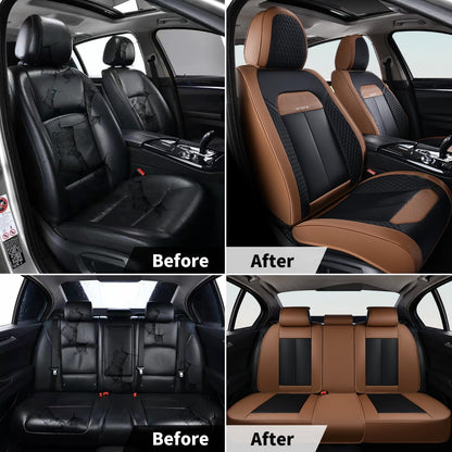 FLORICH Car Seat Covers Full Set, Automotive Seat Covers, Black Car Seat Cover, Waterproof Seat Protectors Universal fit for Car Truck Van SUV - Black