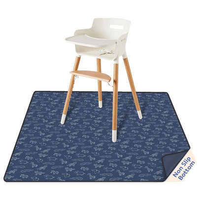 Blissful Diary Baby Splat Mat for Under High Chair, 50.4 x 50.4 Inch Wipeable Splash Mat, Waterproof and Washable, Anti-Slip Floor Protector, Retro Rainbow