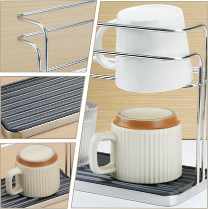 Bottle Drying Rack,Coffee Mug Holder with Drain Tray for Coffee Cup,Water Cup(White)
