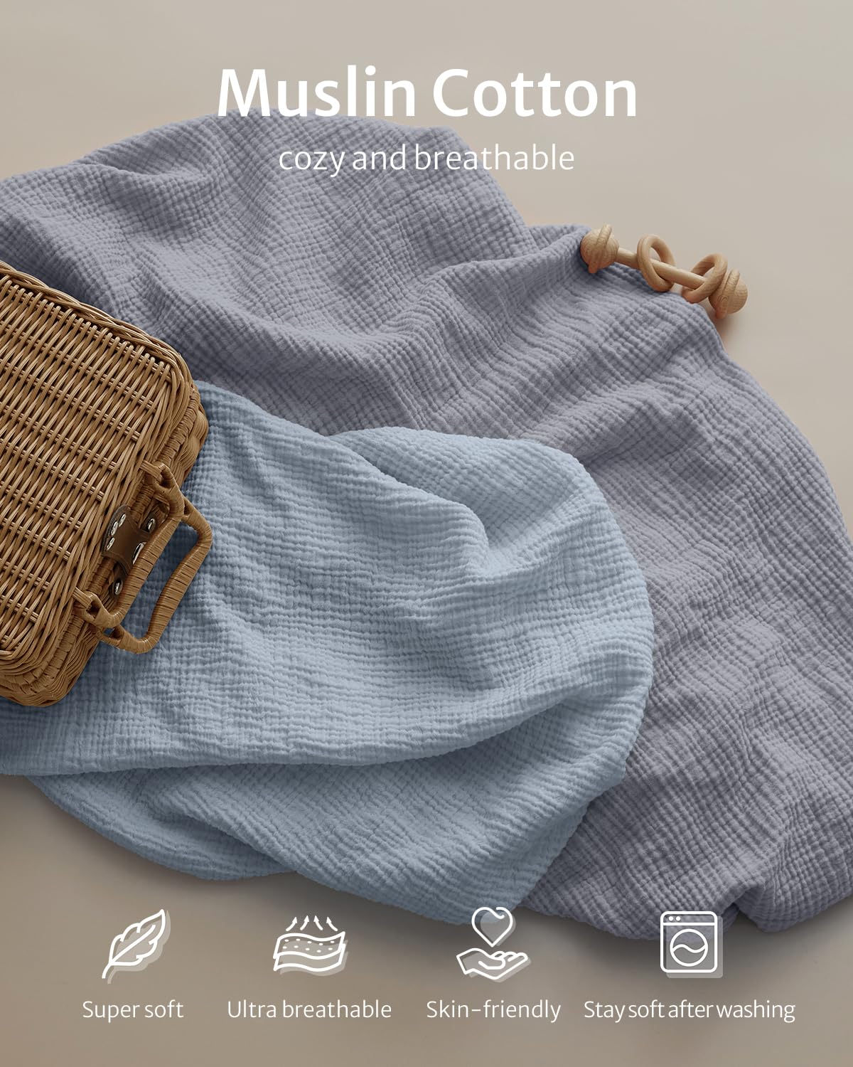 Blissful Diary Muslin Bassinet Sheets for Baby Girls Boys, Boho Soft Cotton Fitted for Oval Hourglass Rectangle Mattress, 2 Pack(Sunshine&Brown)
