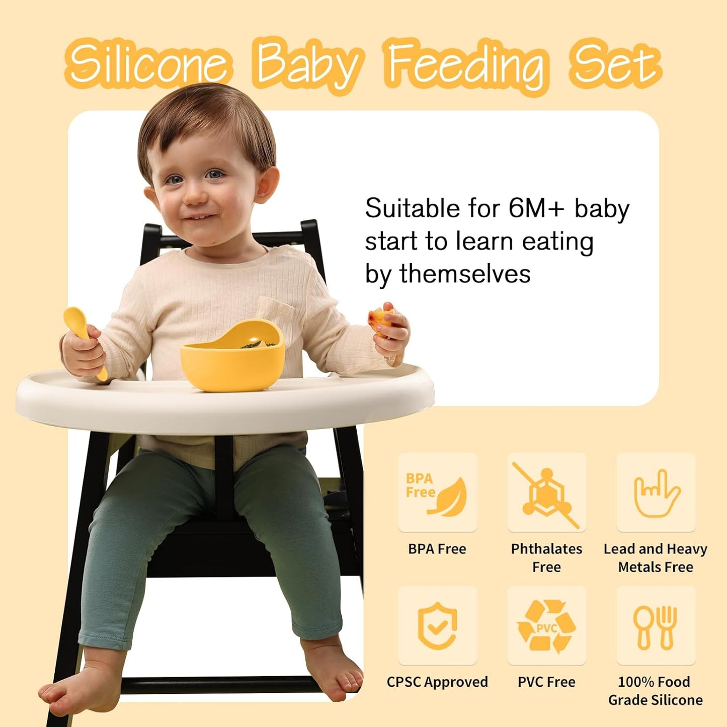 Baby Led Weaning Supplies, 17 Piece BPA-Free Silicone Feeding Set, Eating Essentials Baby Utensils with Suction Plate and Bowl, Pocket Bib, Sippy Cup with Lid, for 6+ Months, Blue