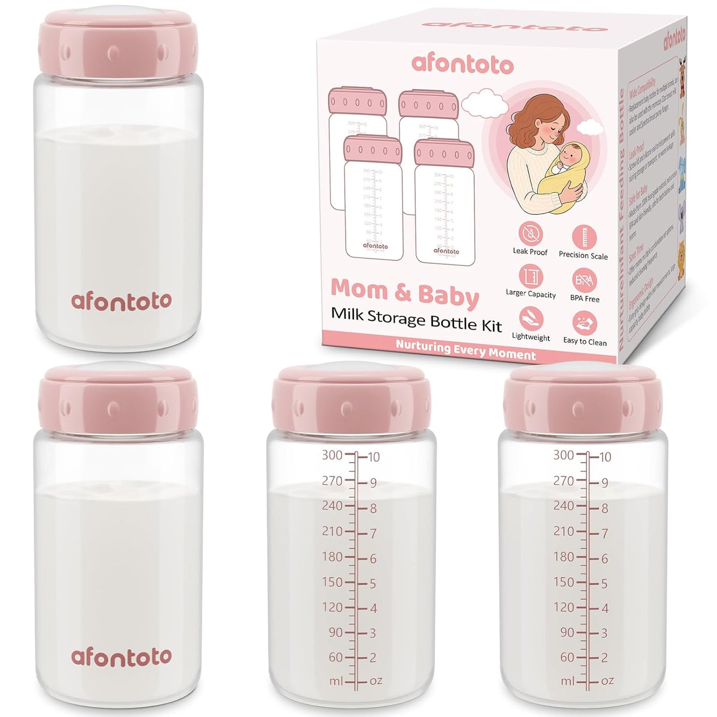 6PCS Breastmilk Storage Bottle for Momcozy Breast Milk Cooler, Wide-Neck Baby Bottles for Pumping Fit Spectra Flange, Spectra Collection Bottles for Fridge, Breastfeeding Essential, 10 oz