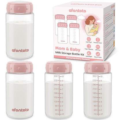 6PCS Breastmilk Storage Bottle for Momcozy Breast Milk Cooler, Wide-Neck Baby Bottles for Pumping Fit Spectra Flange, Spectra Collection Bottles for Fridge, Breastfeeding Essential, 10 oz