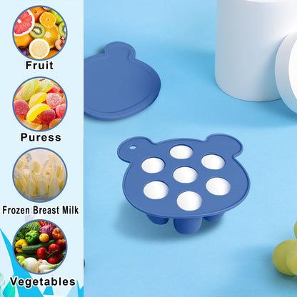 3-in-1 Baby Food & Fruit Feeder Set – Breastmilk Popsicle Mold with Freezer Tray, Teething Relief Toy, BPA Free Infant Silicone Feeding Combo, 3 Bonus Sizes (S/M/L) Sacs (Olive Green)