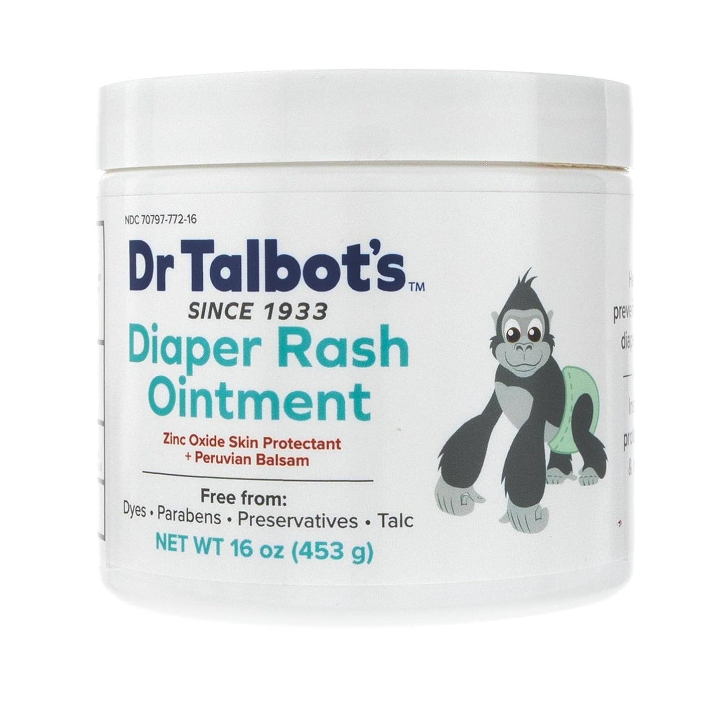 Dr. Talbot's Baby Diaper Rash Ointment - 2 oz - Zinc Oxide Skin Protectant with Peruvian Balsam - Treats and Prevents Rash