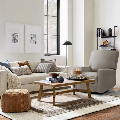 Harkawon Swivel Rocker Recliner Chair, Glider Rocker Recliner, Rocking Chair Nursery, Fabric Chair with High Back, Deep Seat, for Living Room, Bedroom, Beige