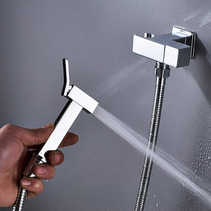 Handheld Bidet Sprayer for Toilet with Single Cold Water, Wall Mounted Bathroom Cloth Diaper Set Brass Kit for Pet Bathing, Personal Hygiene,Brushed Nickel(Chrome)